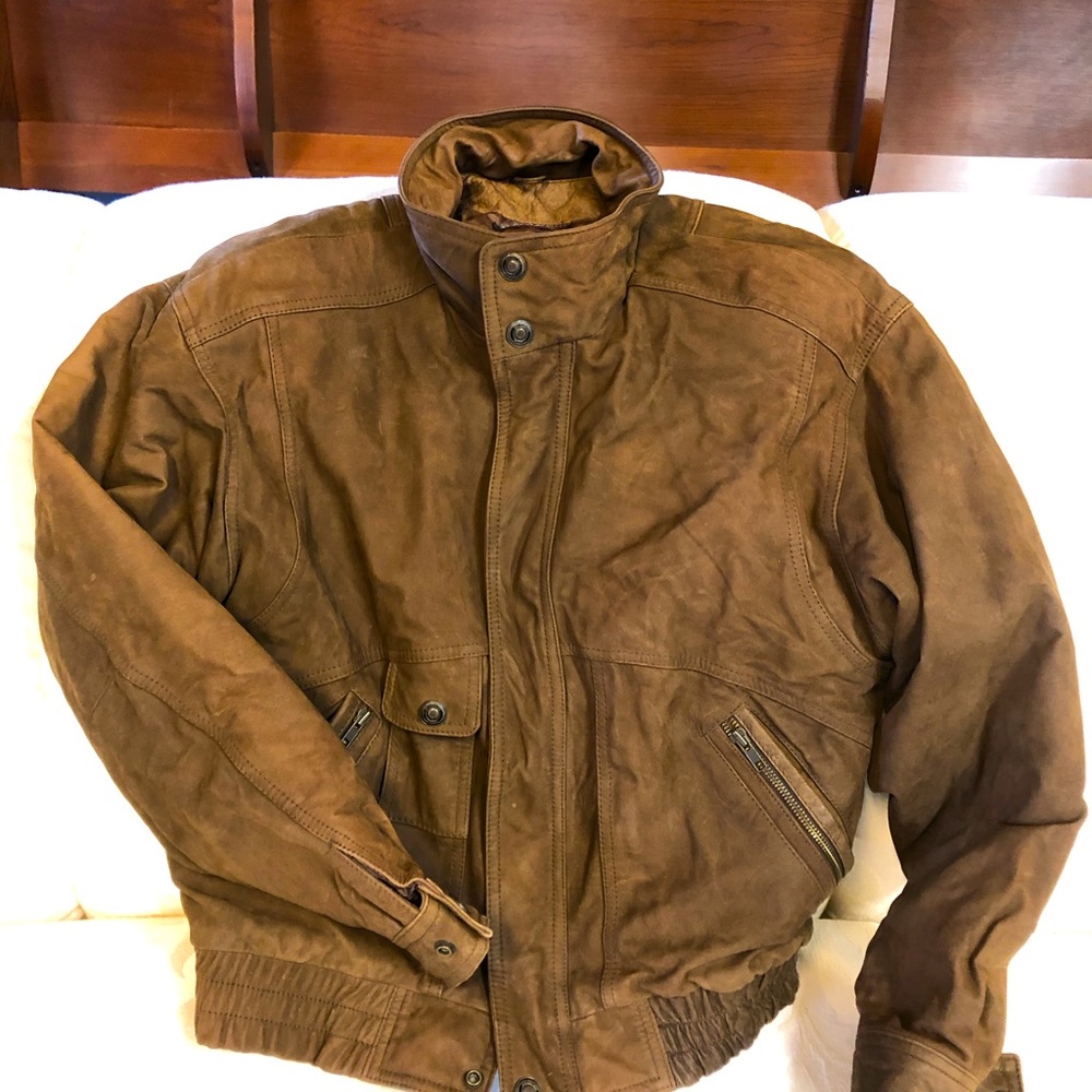 Leather bomber jacket